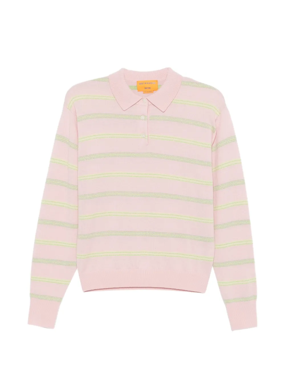 Guest In Residence Collegiate Striped Collared Polo Shirt In Pink
