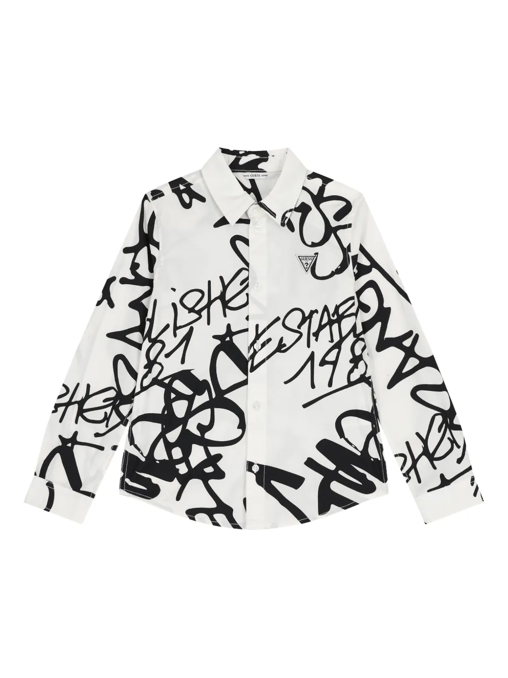 Guess Kids' Logo-patch Shirt In Gray