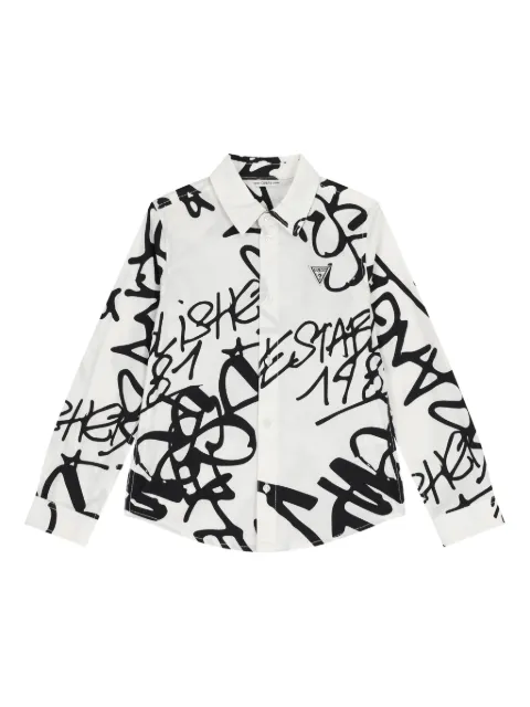 guess kids logo-patch shirt
