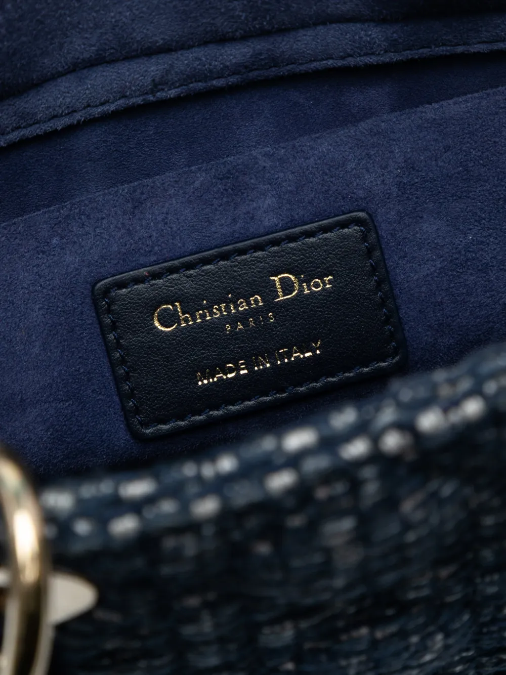 Pre-owned Dior 2022 Medium Tweed Cannage Lady D Joy Satchel In Blue