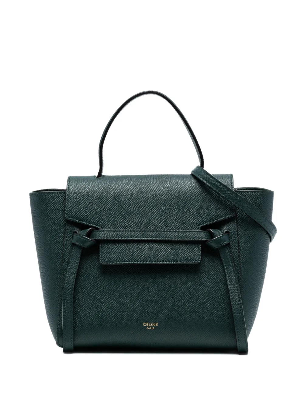 Pre-owned Celine 2019 Nano Grained Calfskin Belt Bag Satchel In Green
