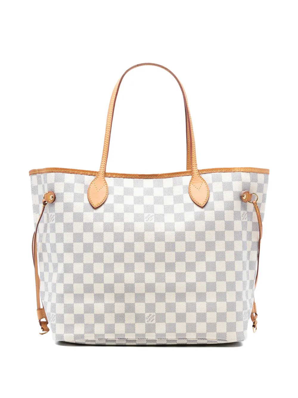 Pre-owned Louis Vuitton 2010 Damier Azur Neverfull Mm Tote Bag In White