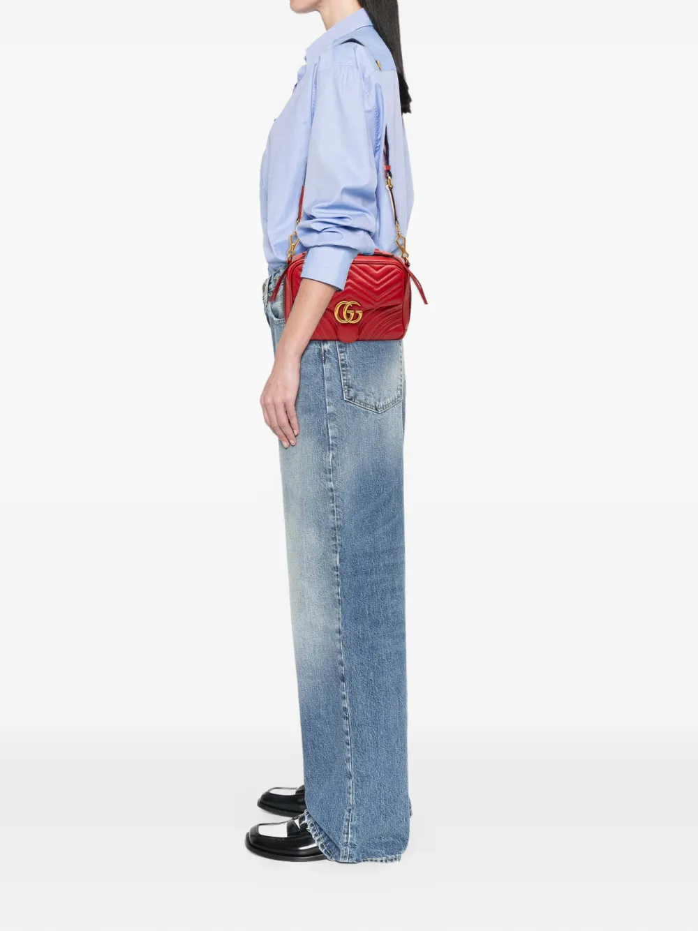 Pre-owned Gucci 2016-2025 Small Gg Marmont Matelasse Leather Sylvie Top Handle Satchel In Red