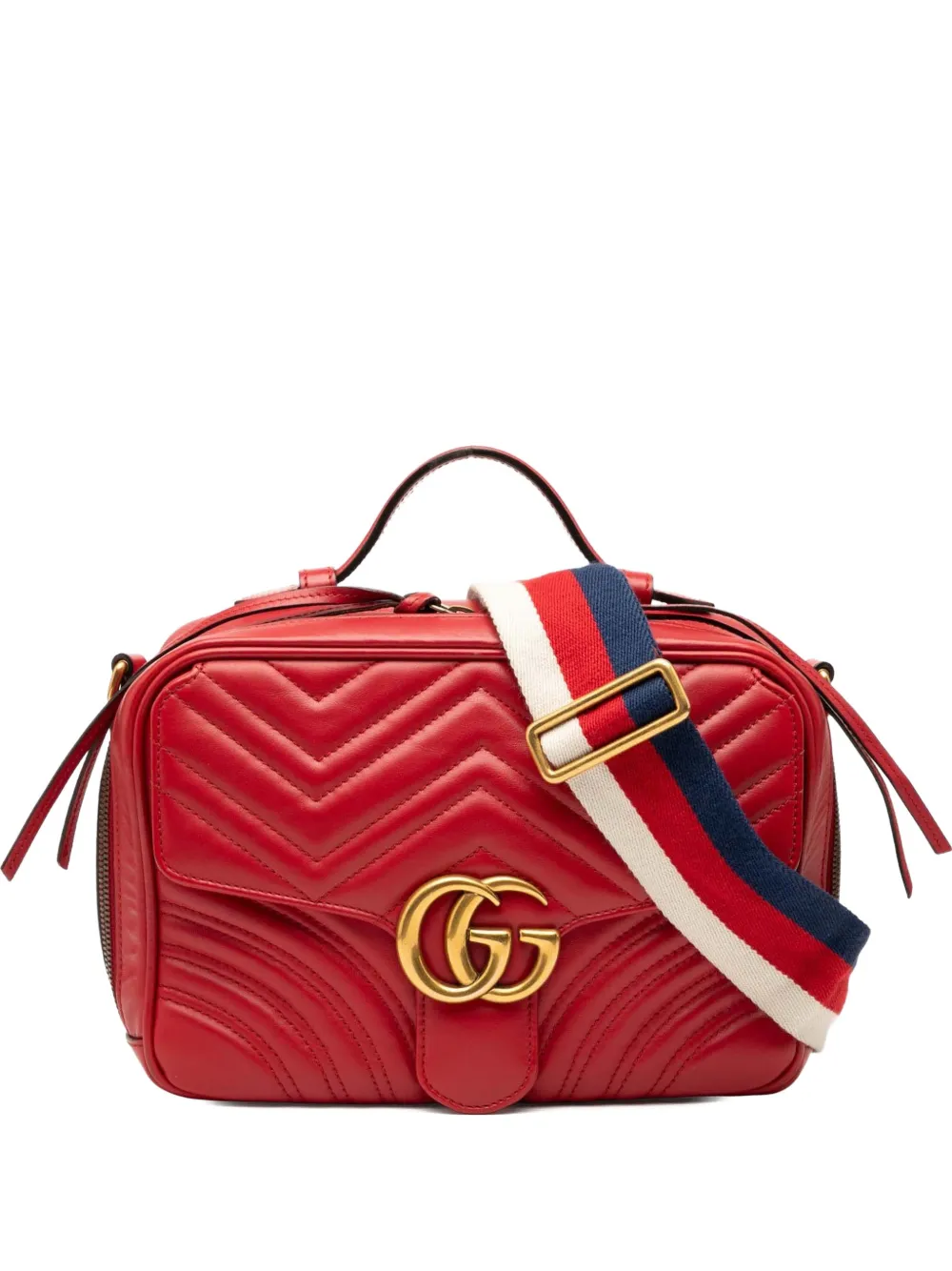 Gucci Pre-Owned 2016-2025 Small GG Marmont Matelasse Leather Sylvie Top Handle satchel - Rosso