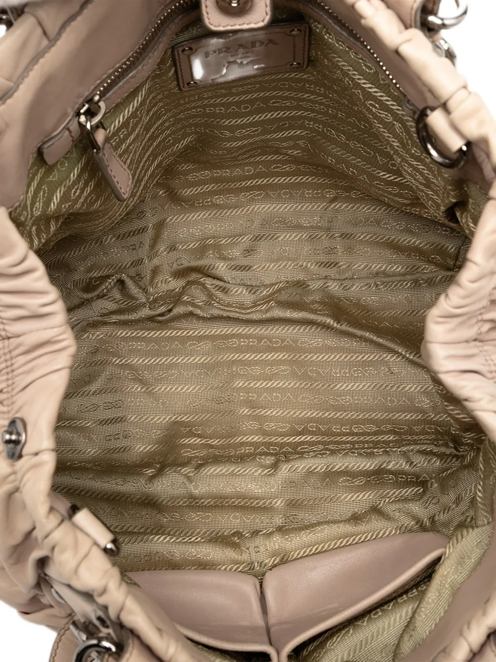 PRADA Pre-owned 2010-2025 Nappa Gaufre Satchel In Brown