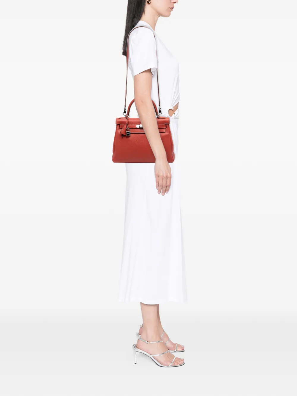 Pre-owned Hermes 2011 Togo Kelly Ii Retourne 28 Satchel In Orange