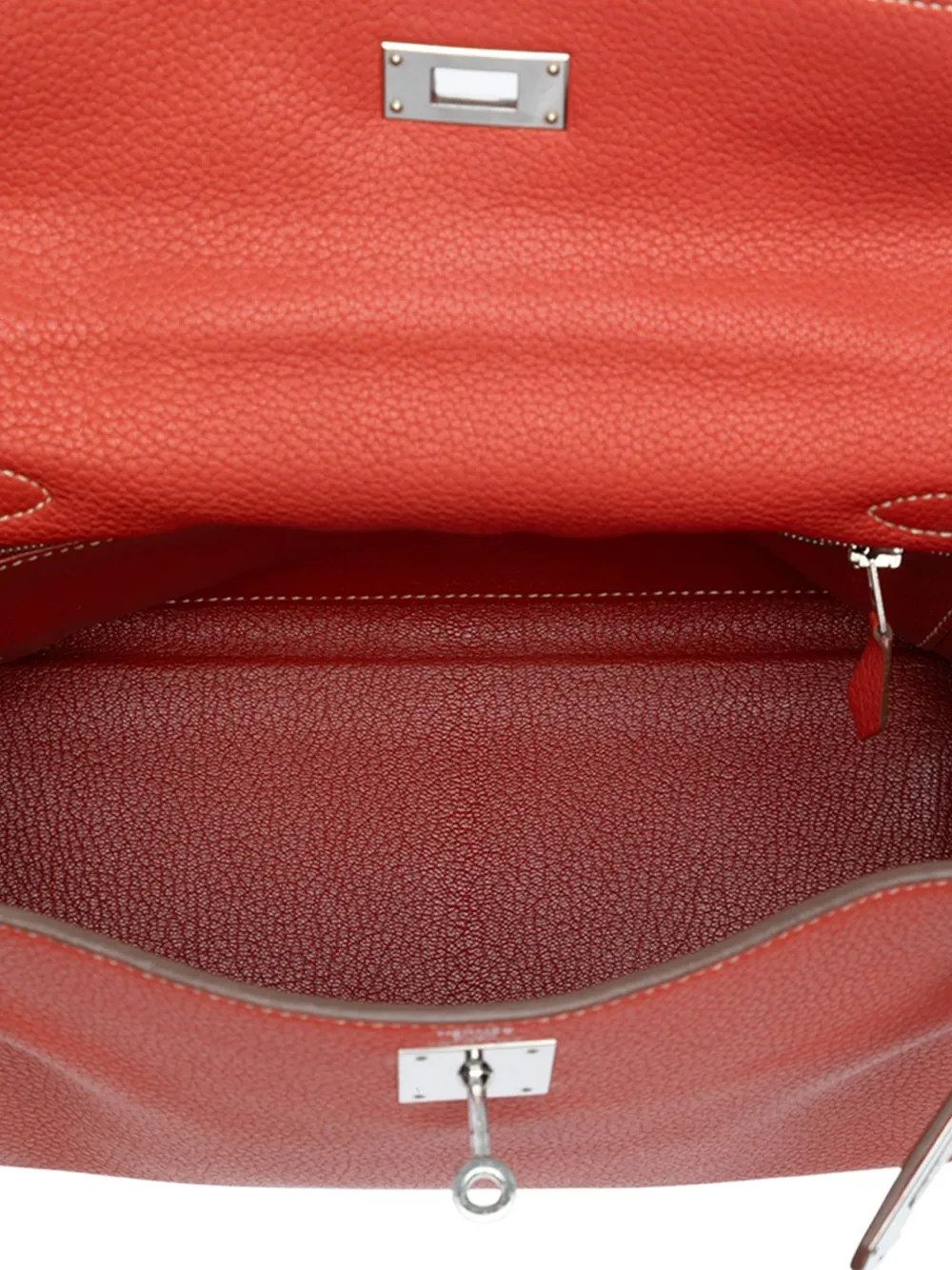 Pre-owned Hermes 2011 Togo Kelly Ii Retourne 28 Satchel In Orange