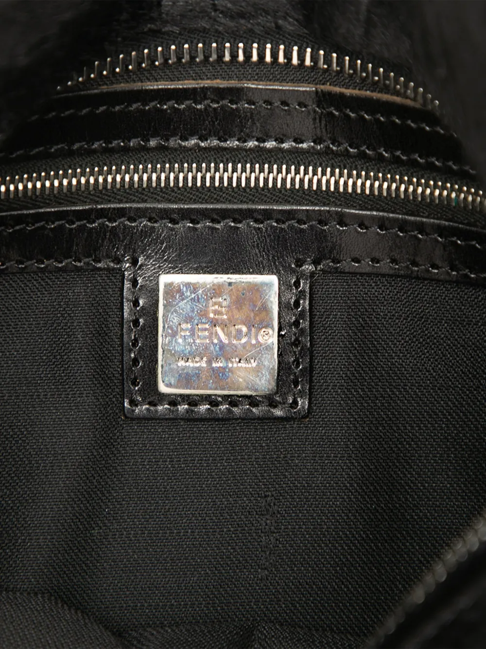 FENDI Pre-owned 2005 Zucca Pony Hair Shoulder Bag In Black
