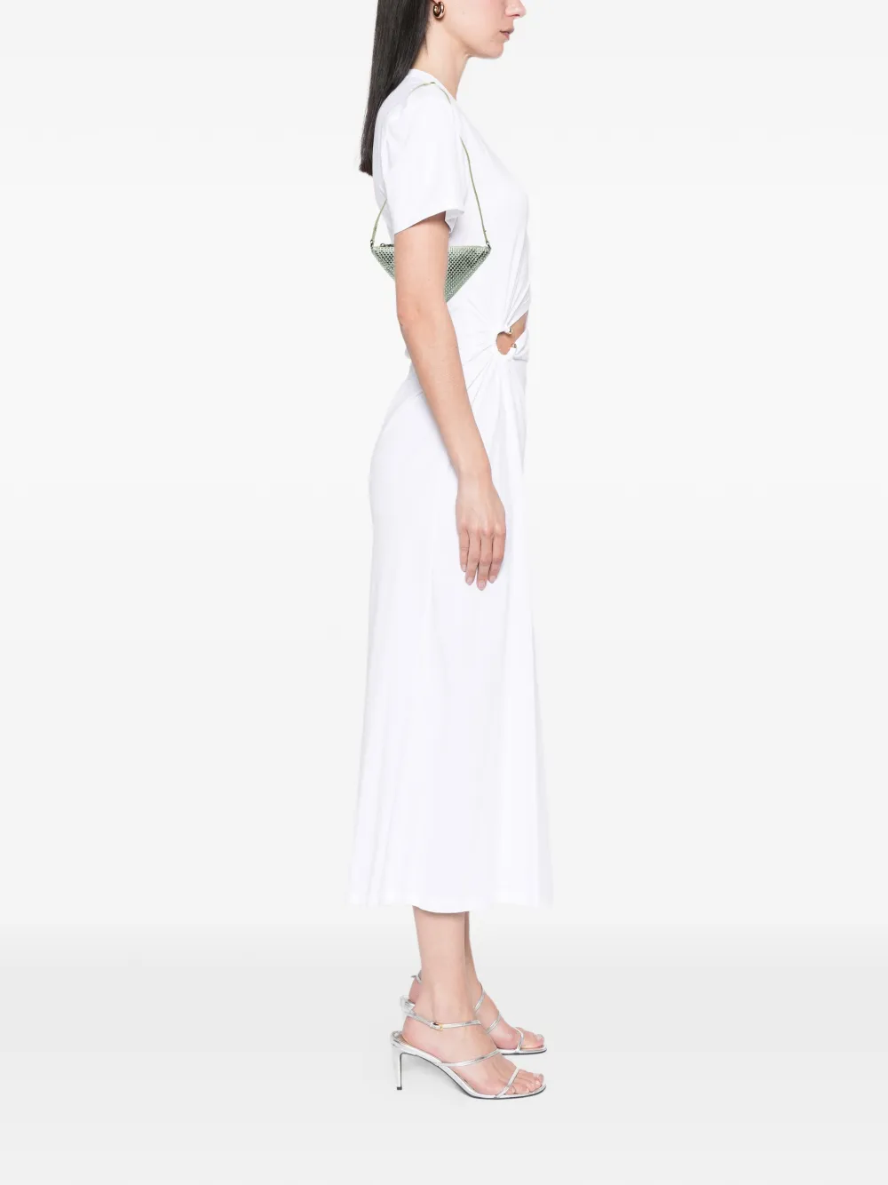 PRADA Pre-owned 2013-2025 Satin Crystal Embellished Triangle Pouch Shoulder Bag In Green