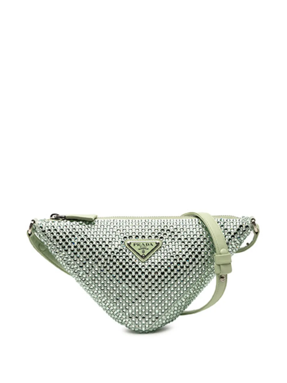 Prada Pre-Owned 2013-2025 Satin Crystal Embellished Triangle Pouch shoulder bag - Verde