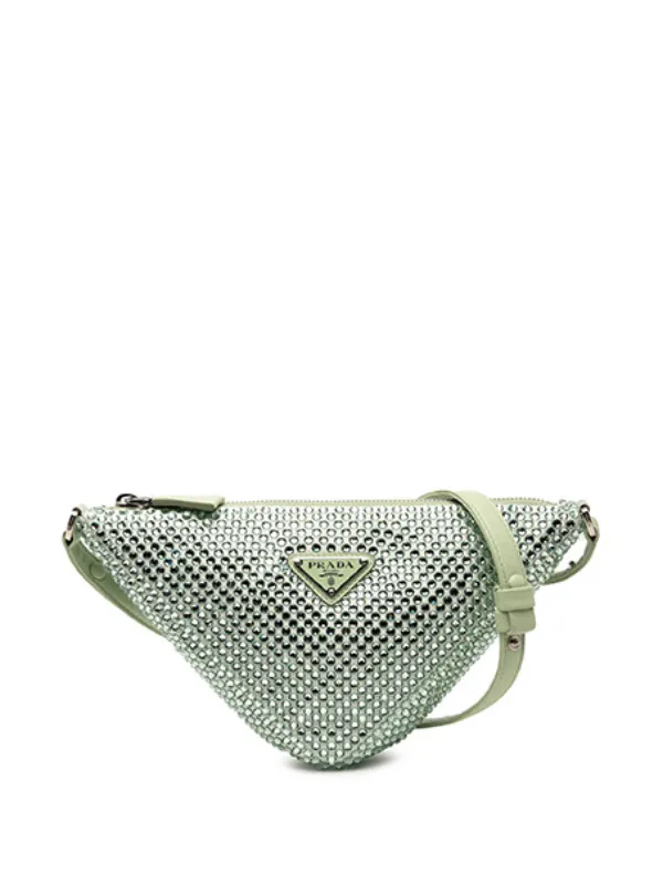 Prada Pre-Owned 2013-2025 Satin Crystal Embellished Triangle Pouch