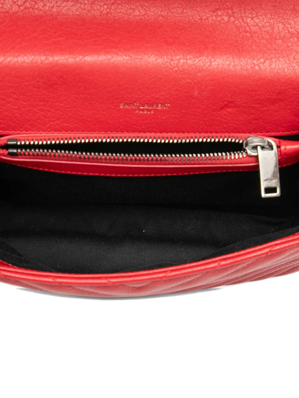 SAINT LAURENT Pre-owned 2017 Medium Quilted Chevron Sheepskin College Satchel In Red