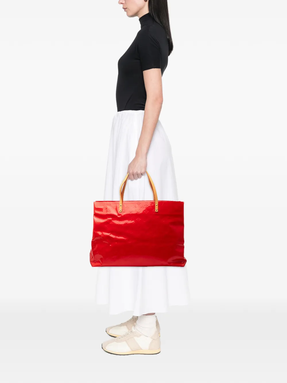 LOUIS VUITTON Pre-owned 2000 Monogram Vernis Reade Gm Tote Bag In Red