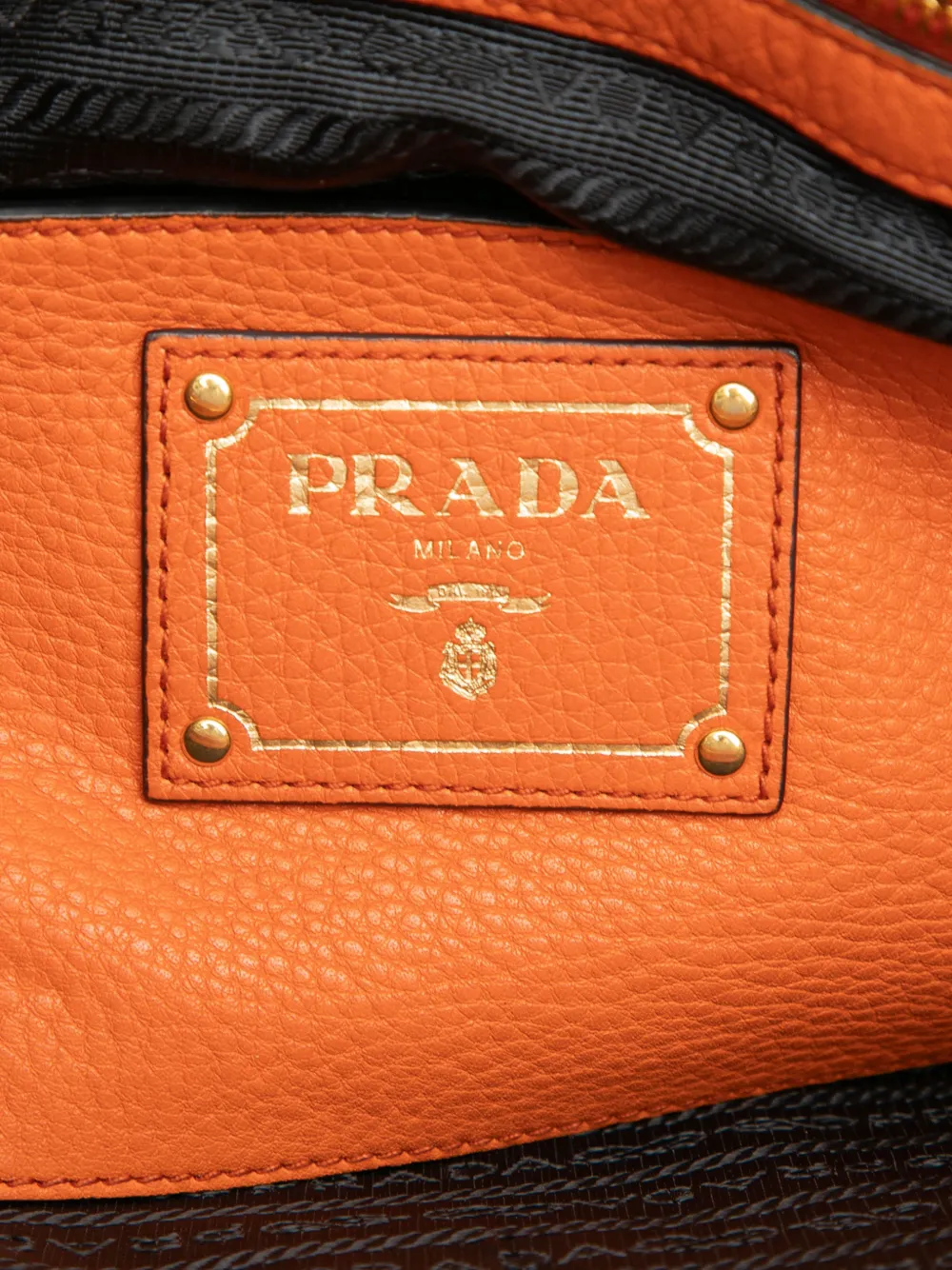 PRADA Pre-owned 2013-2025 Vitello Daino Open Convertible Tote Satchel In Orange