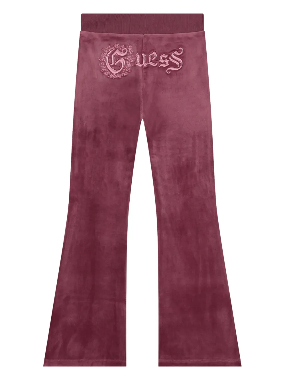 Guess Velvet Track Pants In Red