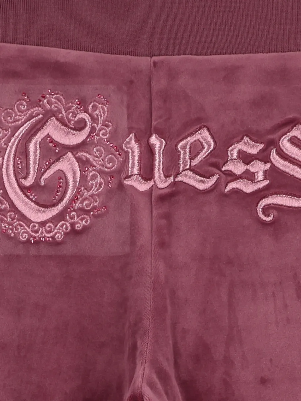 Guess Velvet Track Pants In Red