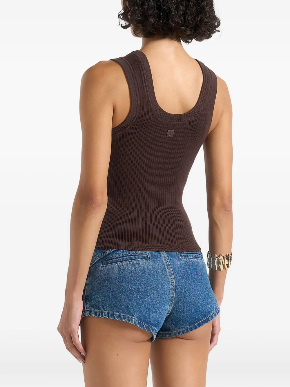 Manière De Voir Liane Ribbed Scoop-neck Tank Top In Brown