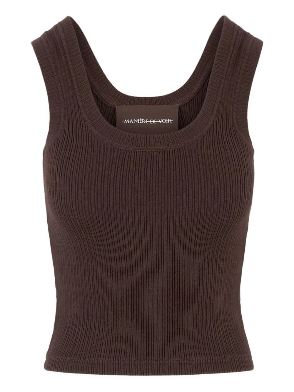 Manière De Voir Liane Ribbed Scoop-neck Tank Top In Brown
