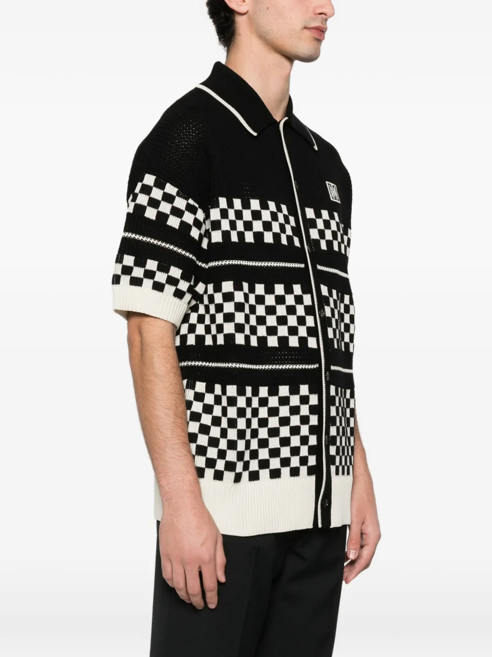 Amiri Checkered Mesh Shirt - Black 