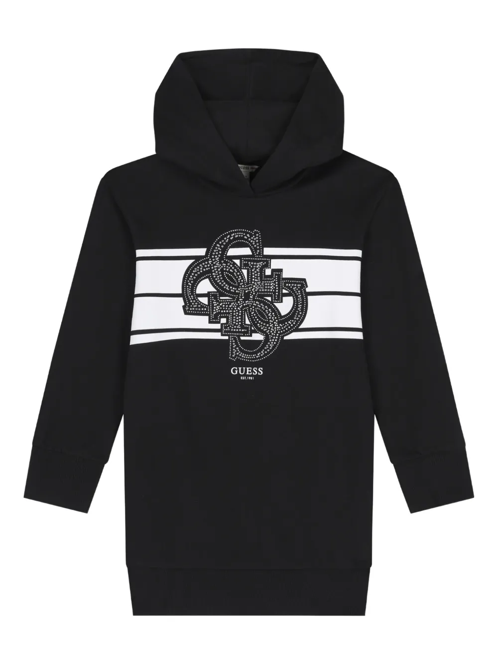 guess kids 4G logo hooded dress - Schwarz