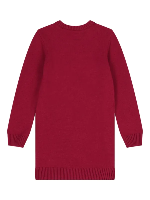 guess red sweater dress Guess Women's Red Rhinestone Mesh Round Neck Long Sleeve Sweater Dress Size XL