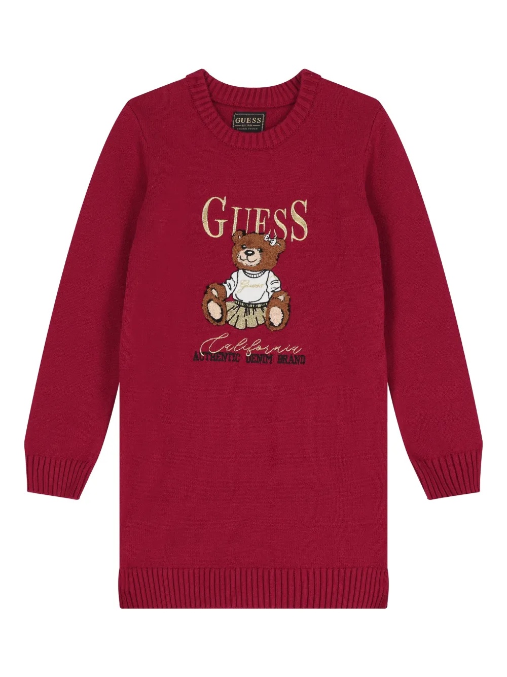 guess kids teddy-bear knitted dress - Rosso