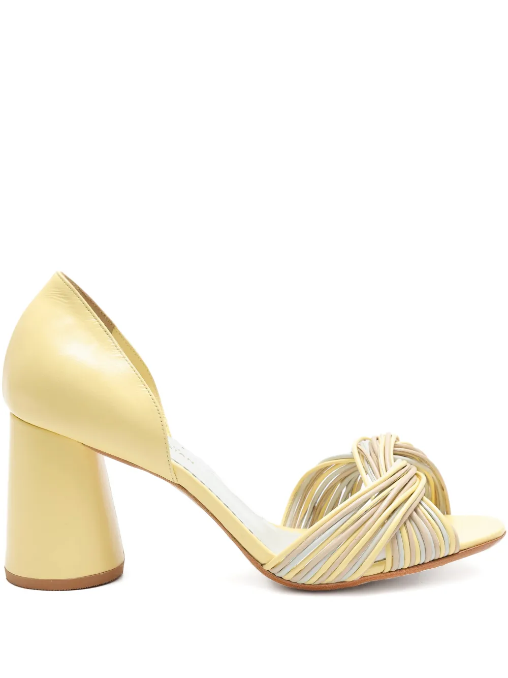 Sarah Chofakian Colagem Knotted Heeled Sandals In Yellow
