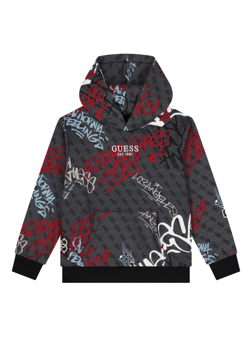 guess kids logo-detail hoodie - Grigio