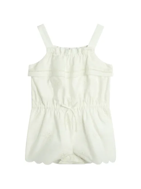 Chloé Kids ruffled sun-embroidered playsuit