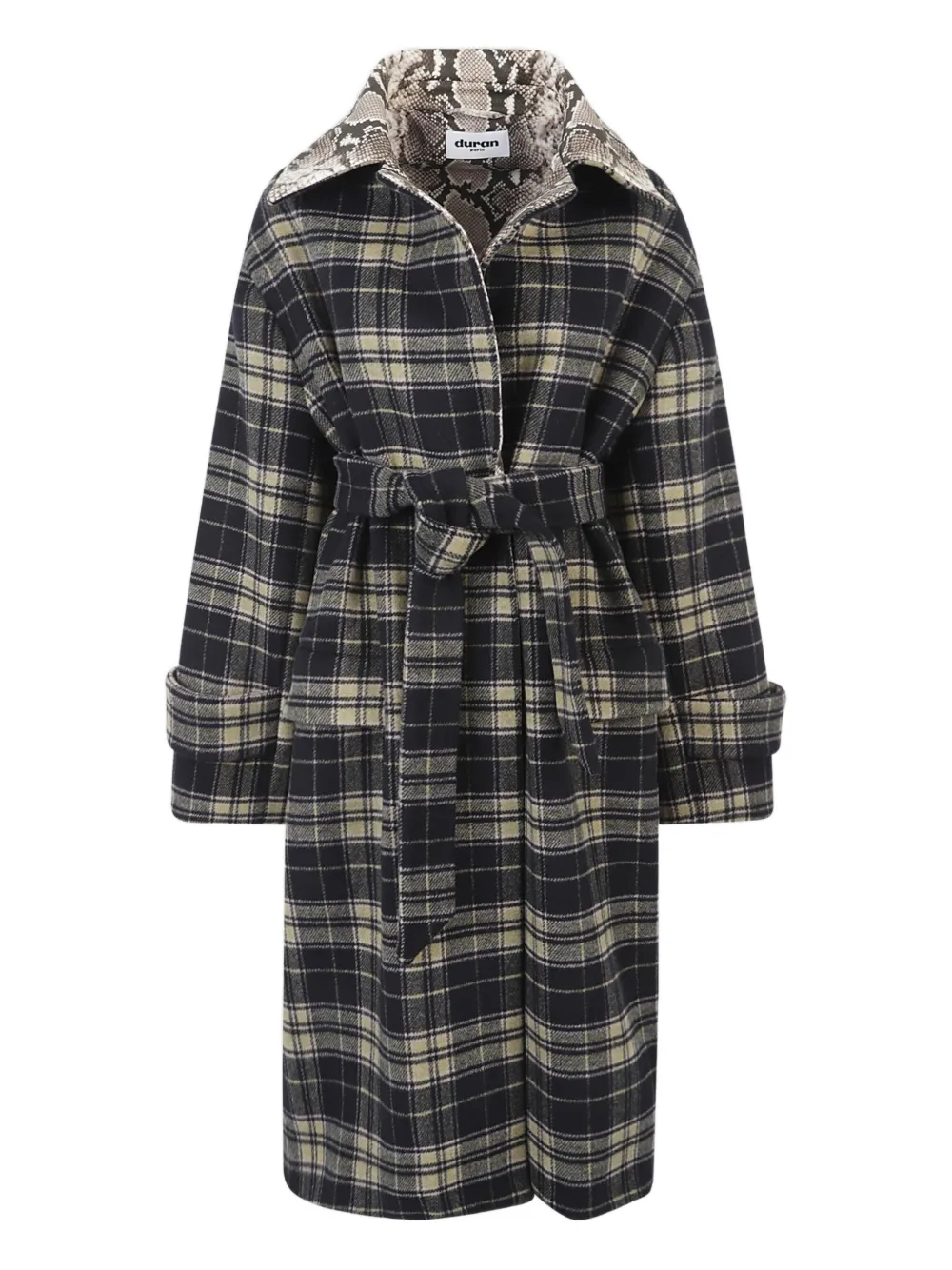 Duran Lantink belted plaid coat | Blue | Image 1