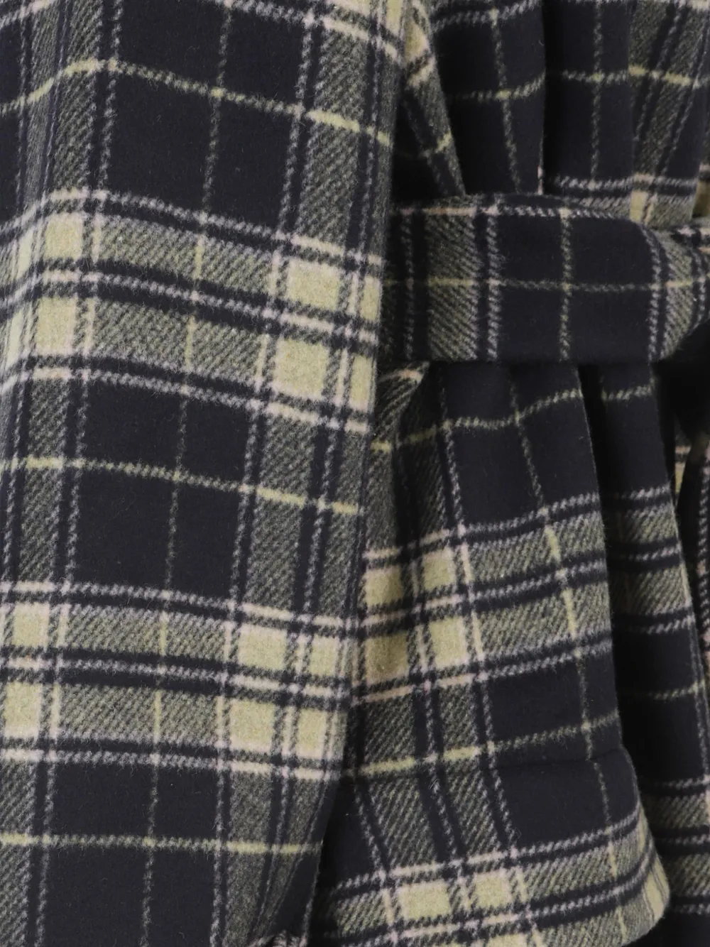 Duran Lantink Belted Plaid Coat In Black