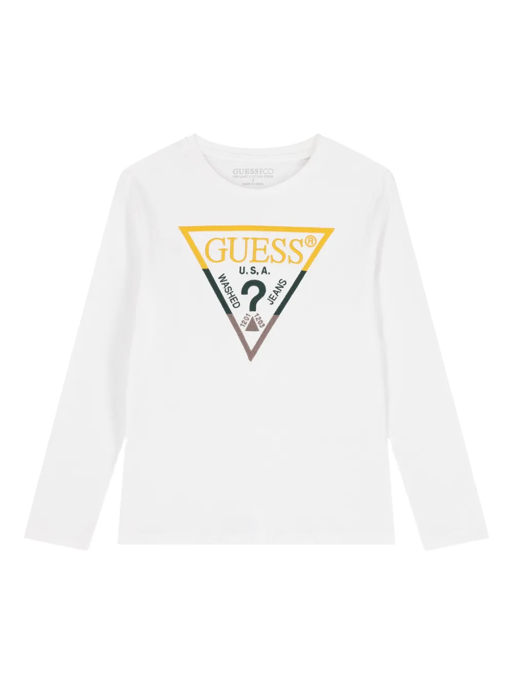guess kids logo-print long-sleeve T-shirt - Bianco
