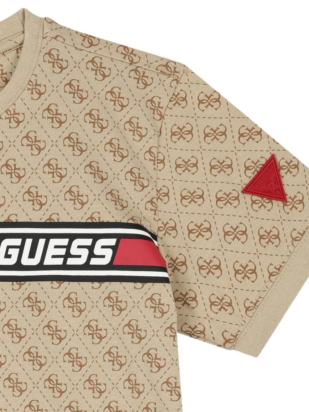 Guess Logo-pattern T-shirt In Brown