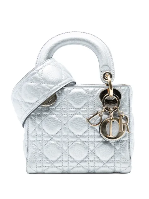 Christian Dior Pre-Owned 2017 Mini Metallic Grained Calfskin Cannage Lady Dior satchel