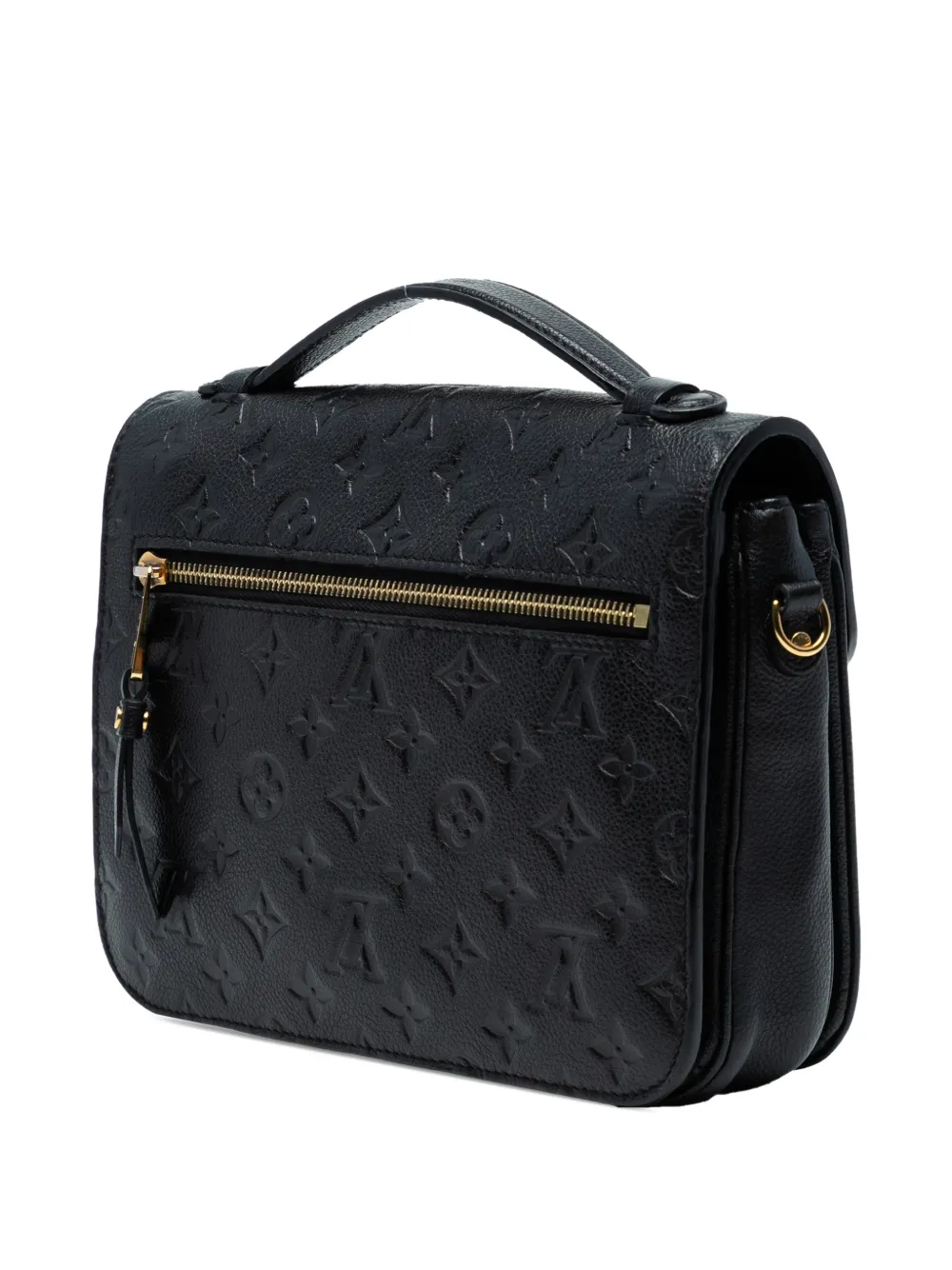 Pre-owned Louis Vuitton 2017 Monogram Empreinte Pochette Metis Satchel In Black