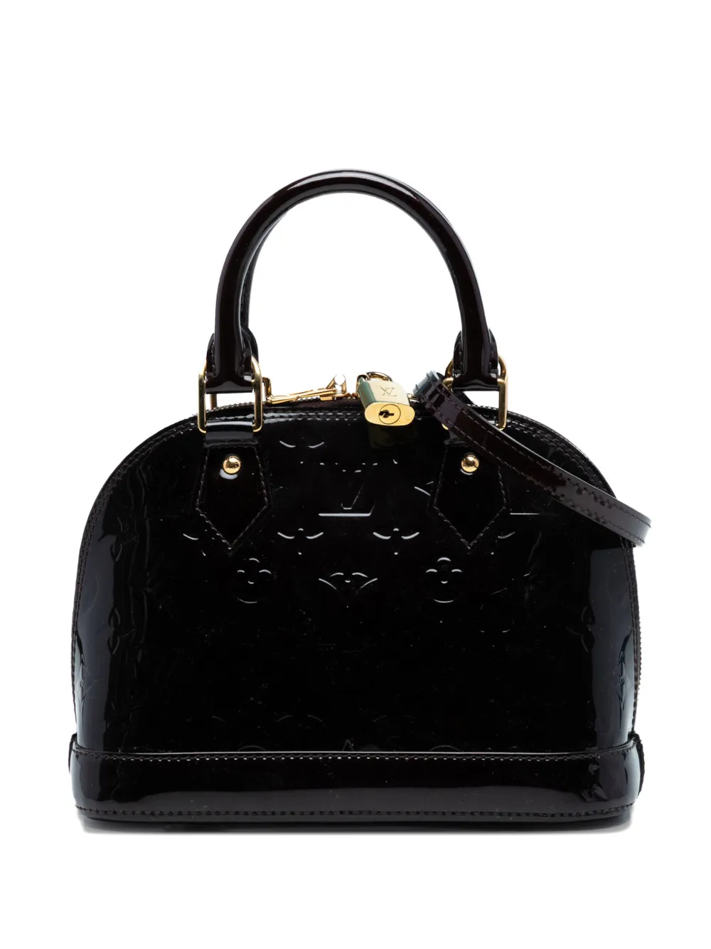 Pre-owned Louis Vuitton 2013 Monogram Vernis Alma Bb Satchel In Black