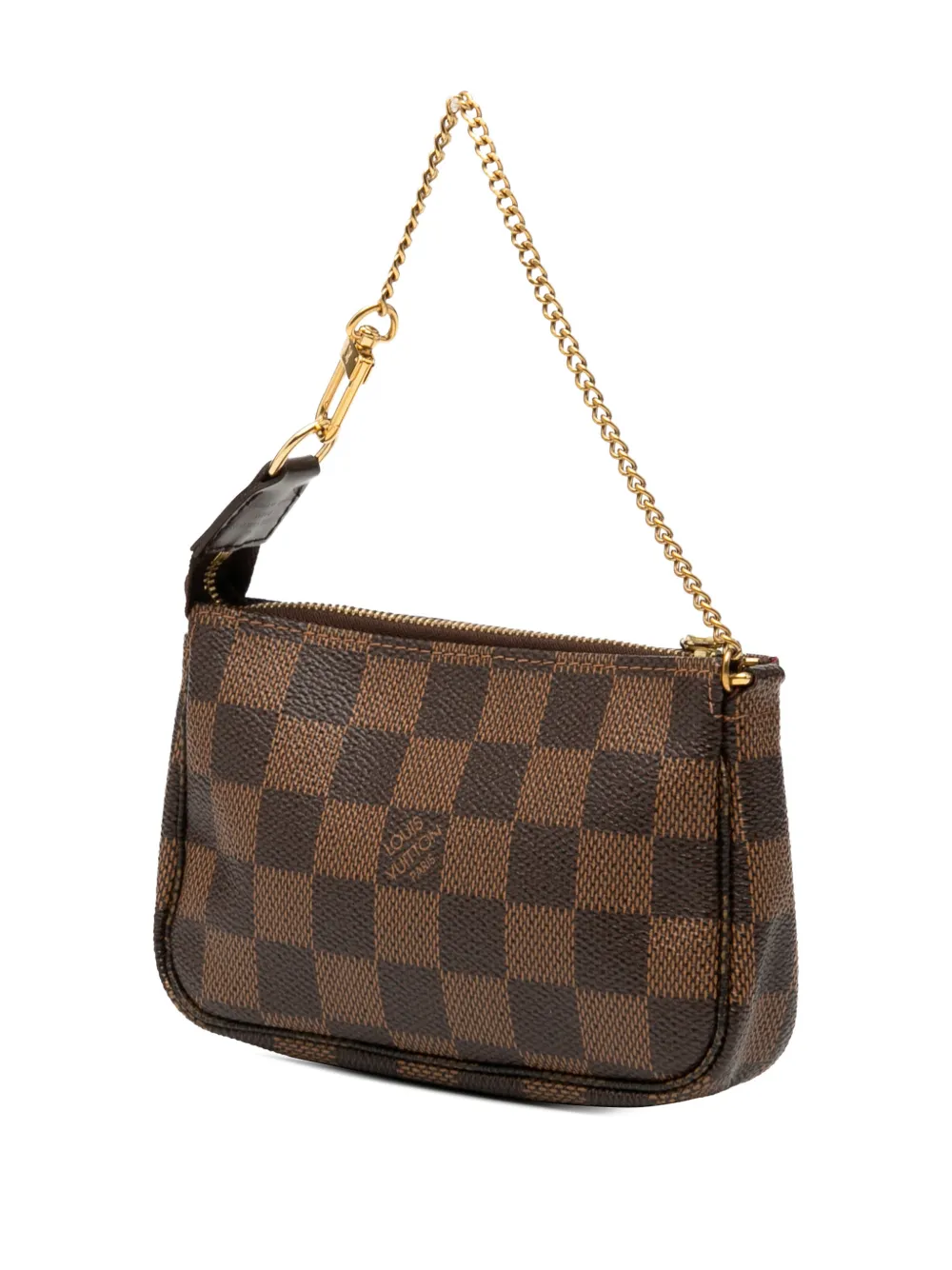 Pre-owned Louis Vuitton 2008 Damier Ebene Trunks And Bags Mini Pochette Accessoires Handbag In Brown