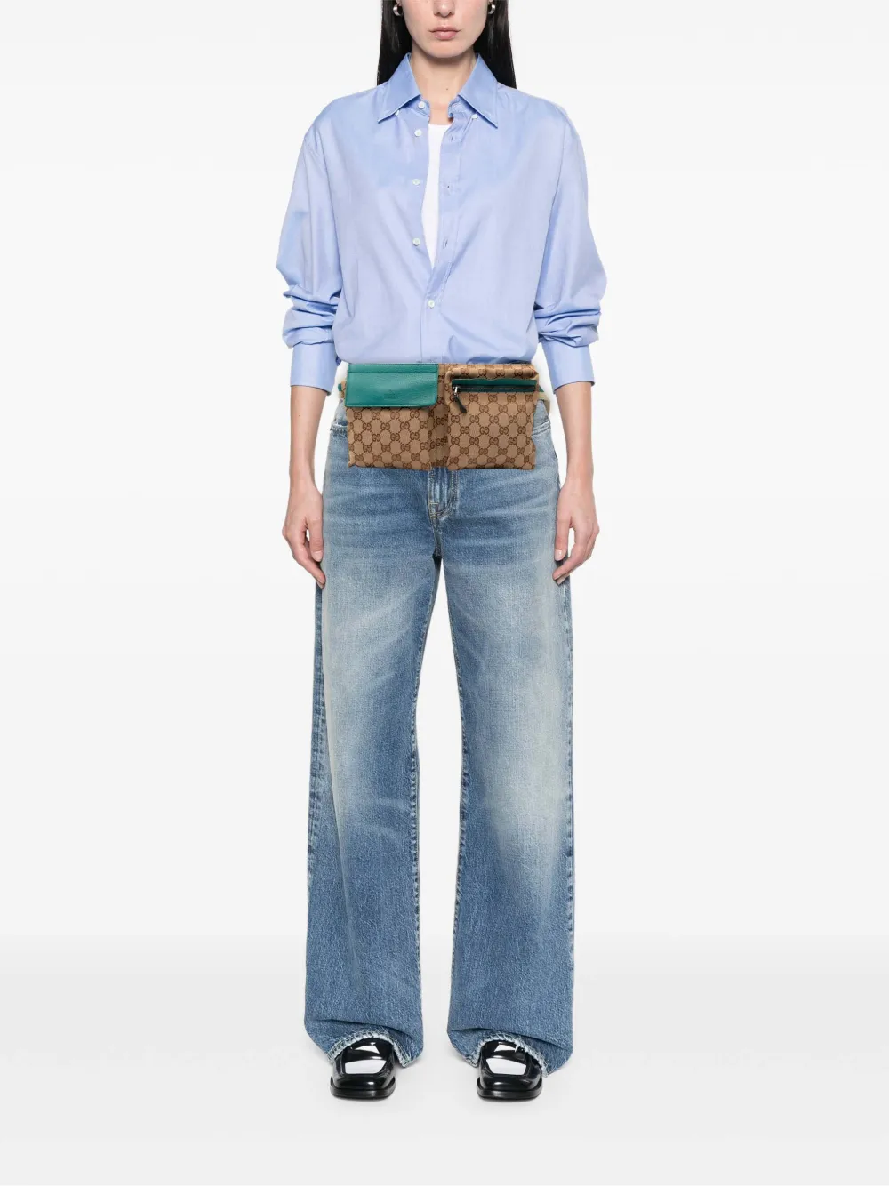 Gucci Pre-Owned 2000-2015 GG Canvas Web Double Pocket belt bag | Pre-Owned | Image 2