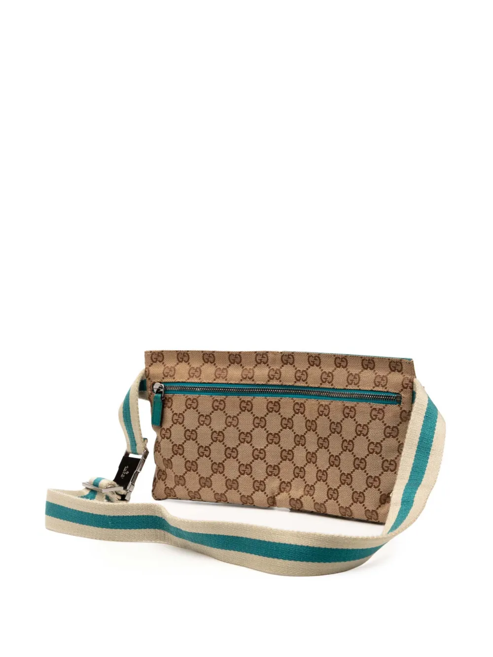 GUCCI Pre-owned 2000-2015 Gg Canvas Web Double Pocket Belt Bag In Blue