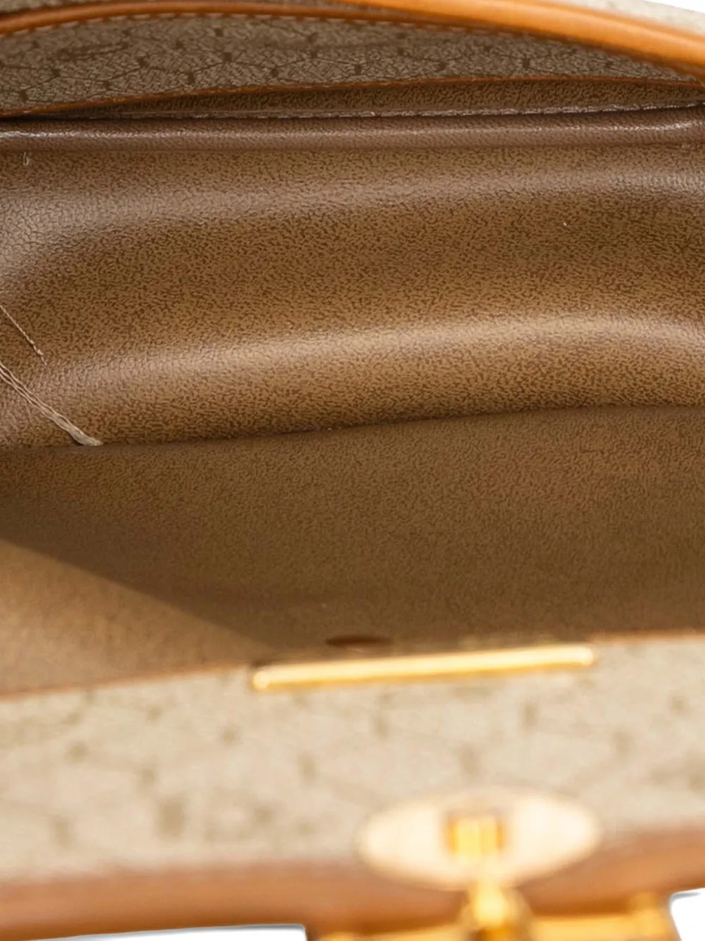 DIOR Pre-owned 20th Century Honeycomb Coated Canvas Crossbody Bag In Brown