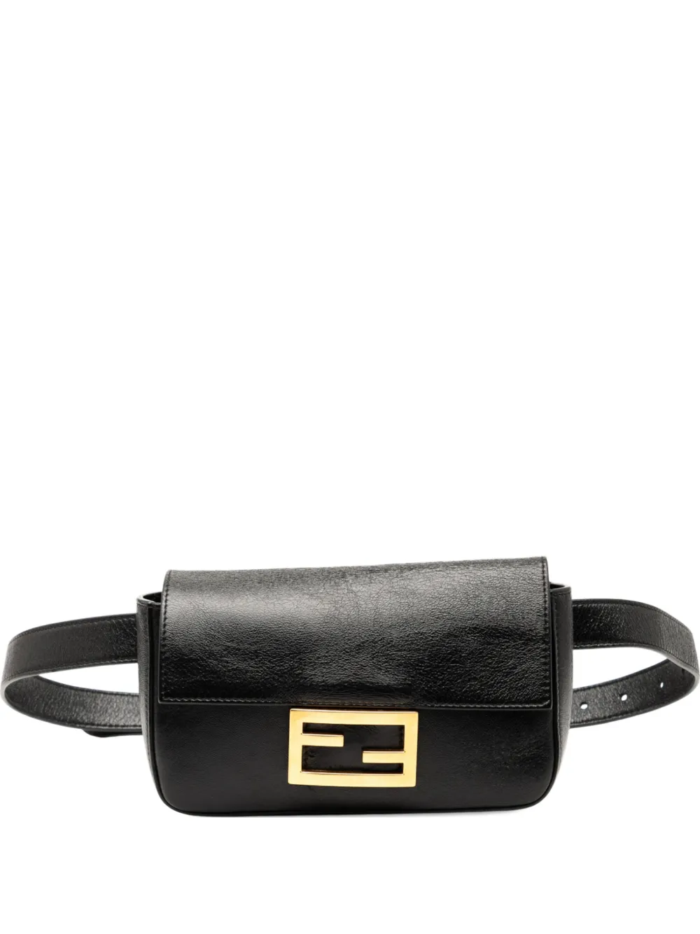 Fendi Pre-Owned 2010-2025 Leather FF Logo Baguette belt bag - Nero