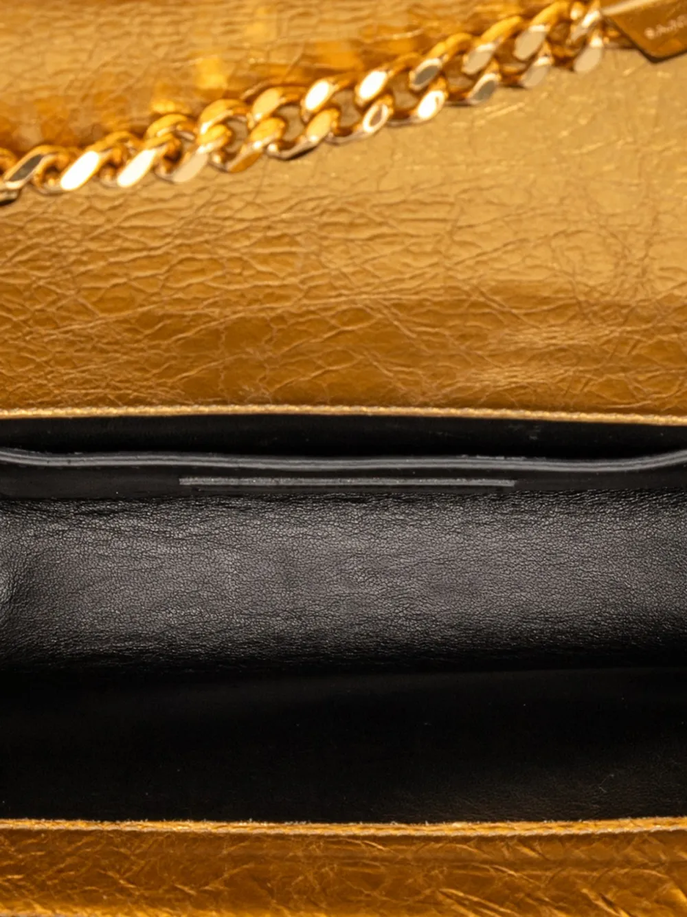 SAINT LAURENT Pre-owned 2015 Small Metallic Quilted Calfskin Monogram Kate Tassel Crossbody Bag In Gold