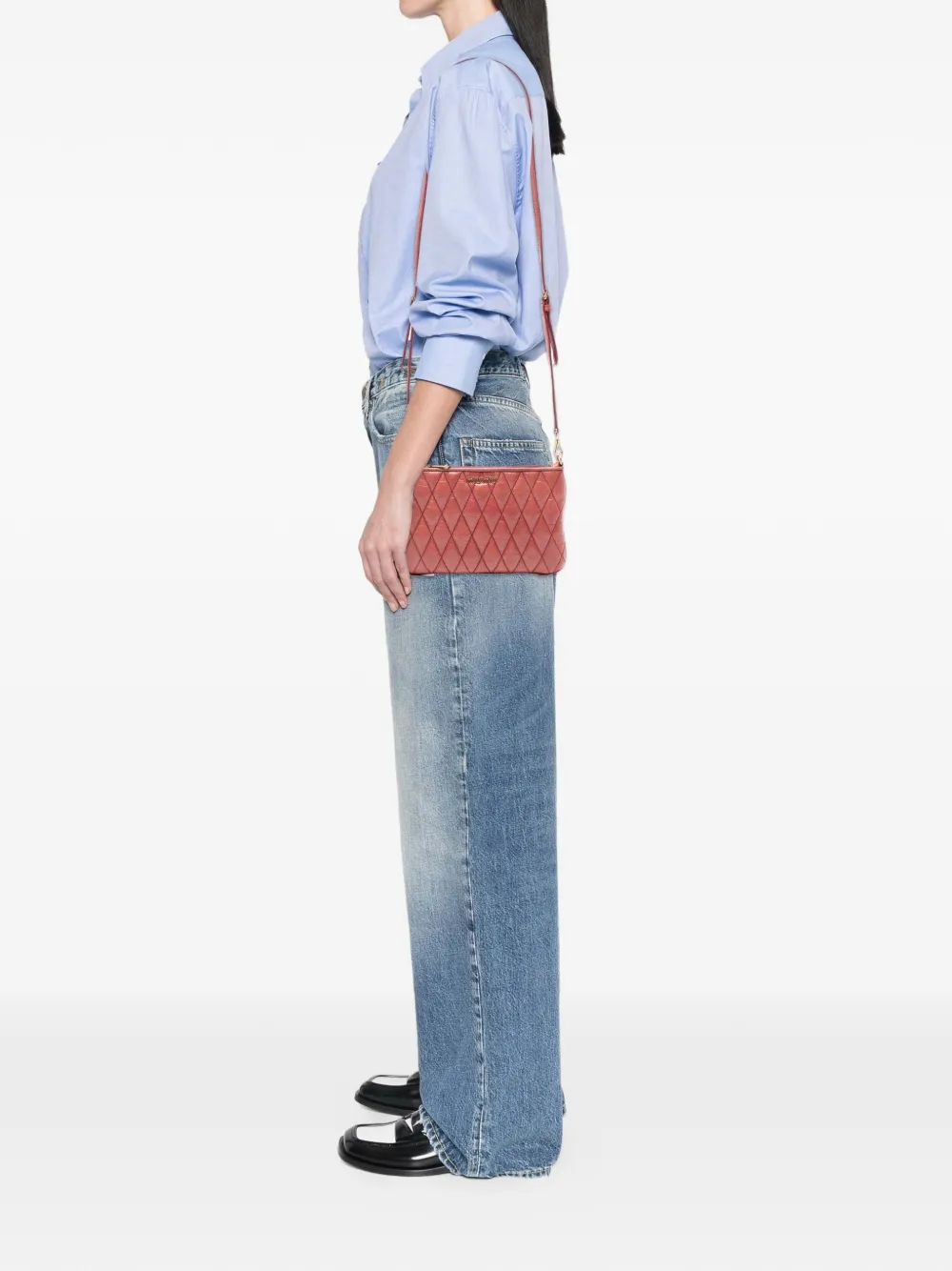 Pre-owned Miu Miu 2000-2025 Matelasse Lambskin Crossbody Bag In Red