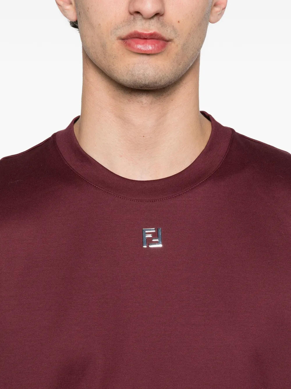 FENDI T-shirt met logoplakkaat Rood