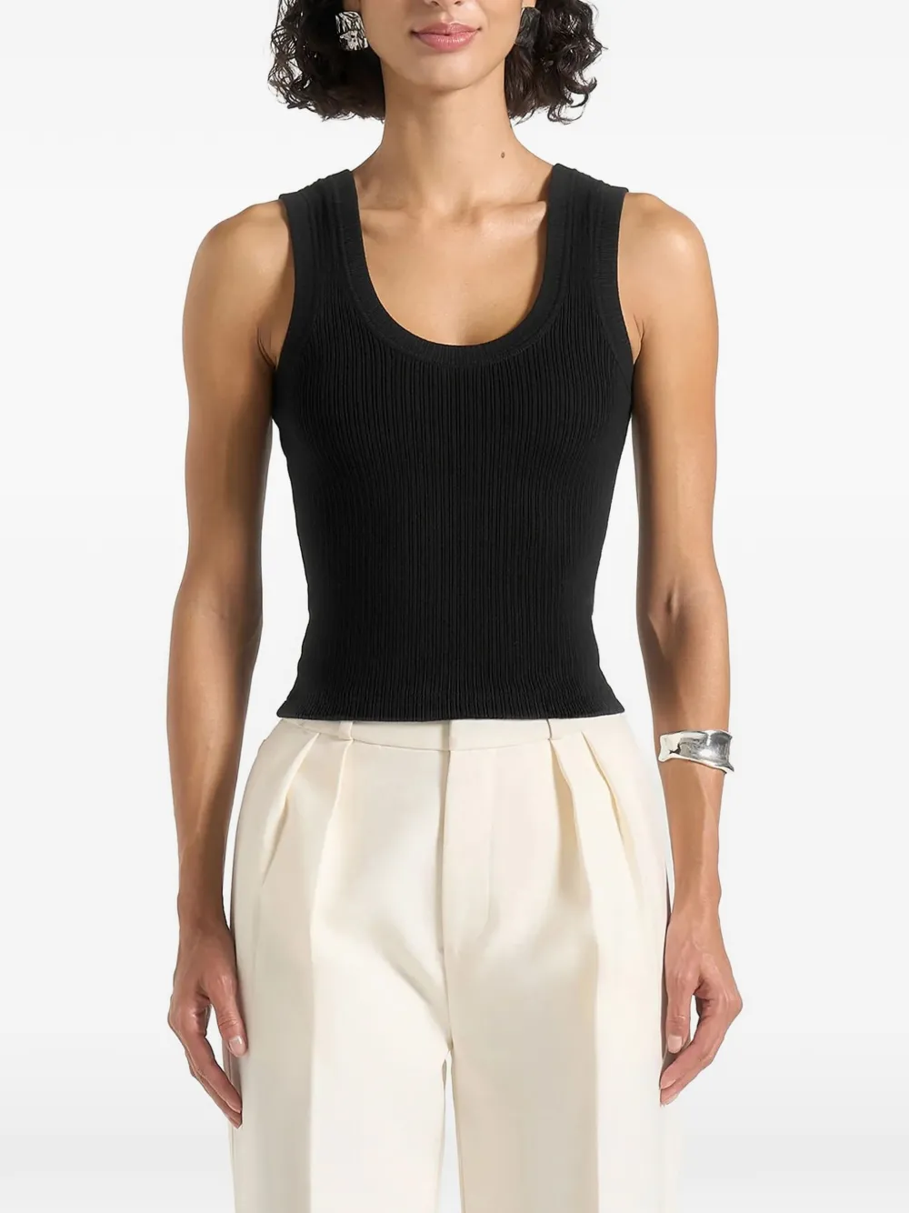 Manière De Voir Liane Ribbed Scoop-neck Tank Top In Multi