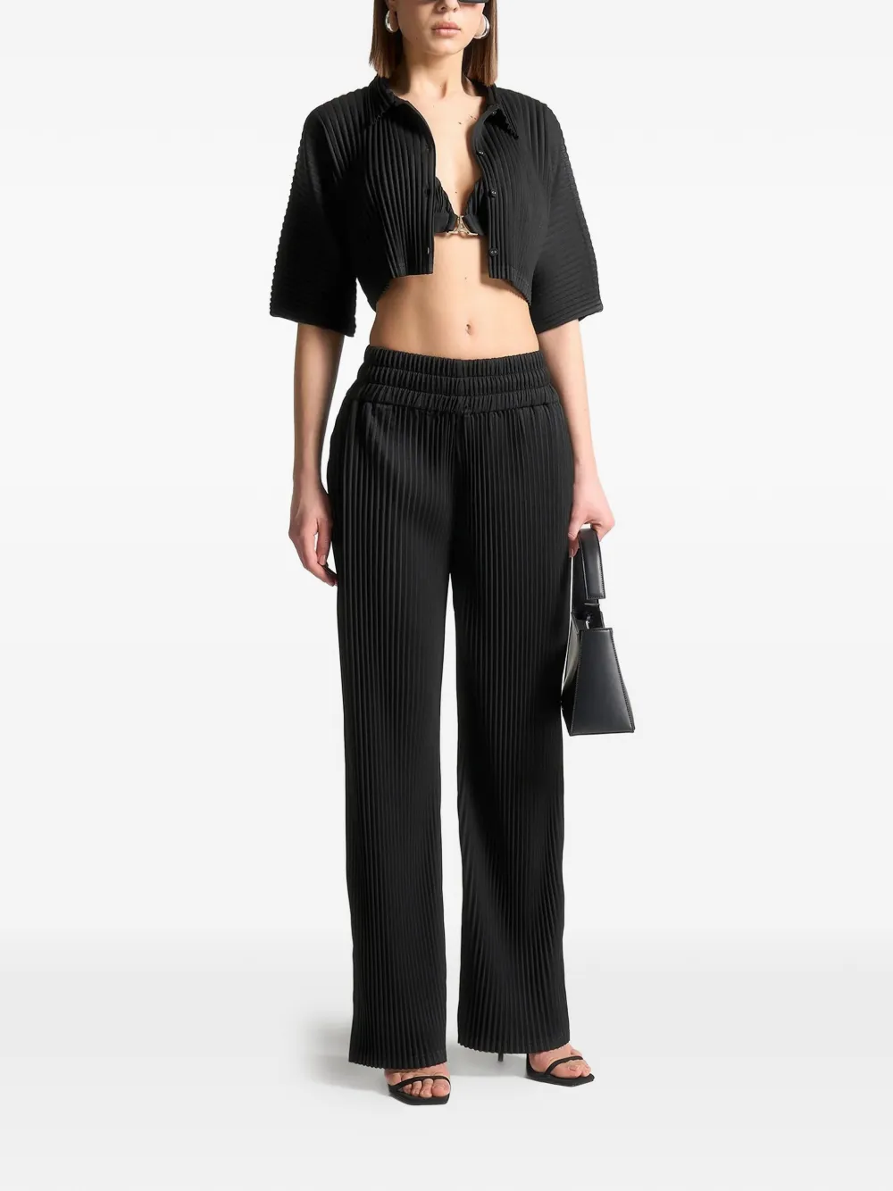 Manière De Voir pleated elasticated trousers - Zwart