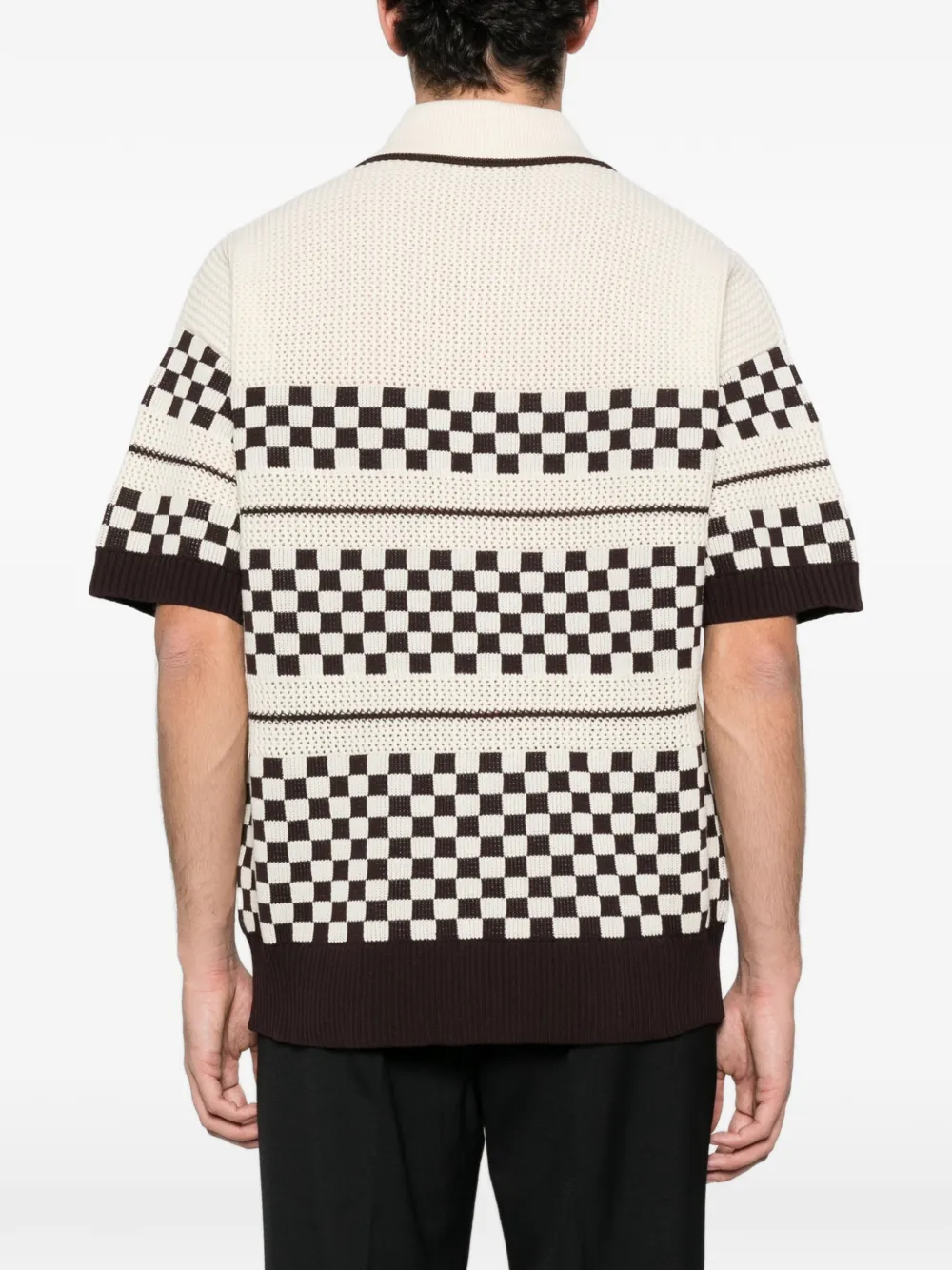AMIRI Geruit mesh overhemd met logopatch Bruin