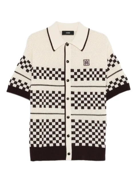 AMIRI Checkered mesh logo-patch shirt