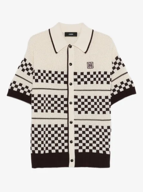 AMIRI checkered mesh logo-patch shirt