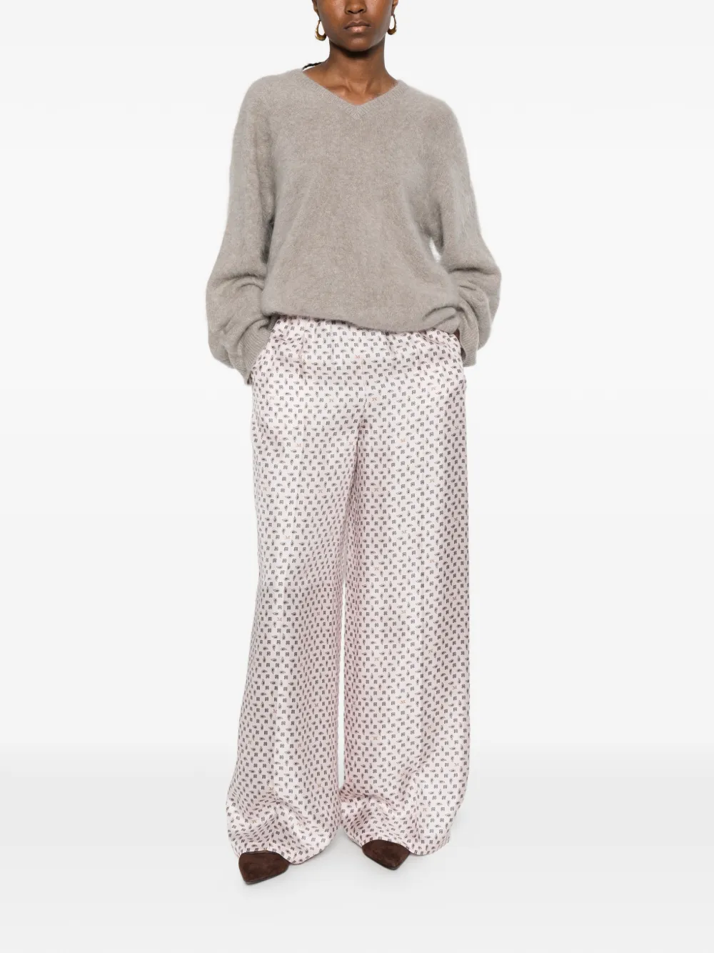 Max Mara x E. Marinella printed trousers - Roze
